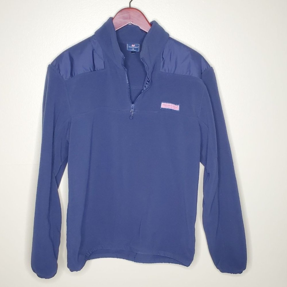 Vineyard Vines Men Navy Blue Fleece Quarter Zip Sz M